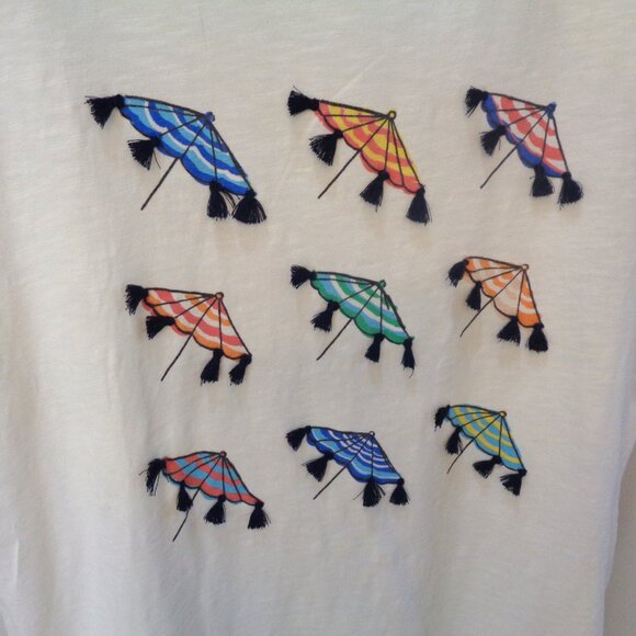 Talbots white t-shirt with tassel umbrellas - Picture 5 of 7